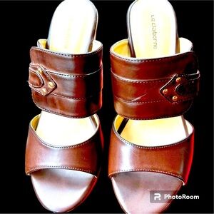 Liz Claiborne Brown Cork Wedges 8.5 Like New